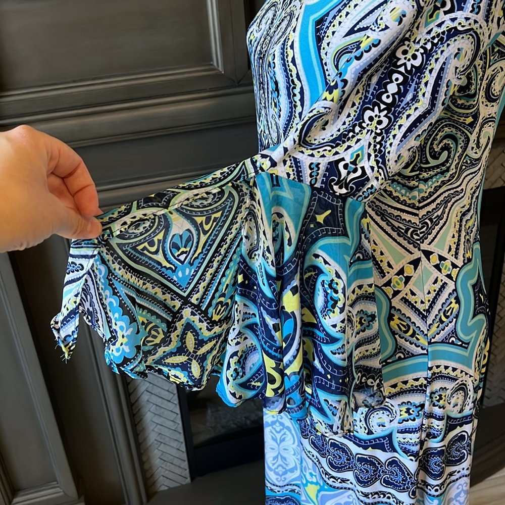 Msk Petite Patterned Dress With Split Bell Sleeve… - image 5